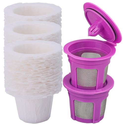 Disposable Coffee Paper Filter 300 Count with 2 Pack Reusable K Cup Coffee Pods,Compatible with Keurig Single Serve Coffee Maker 2.0 & 1.0