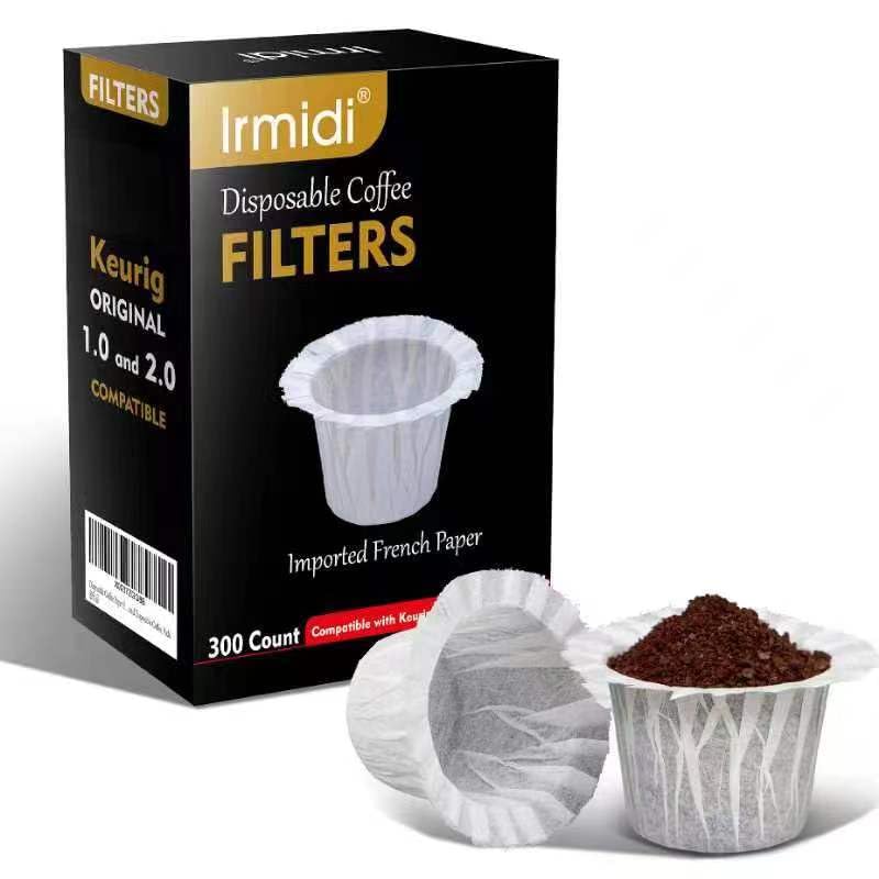 Disposable Coffee Paper Filter 300 Count with 2 Pack Reusable K Cup Coffee Pods,Compatible with Keurig Single Serve Coffee Maker 2.0 & 1.0