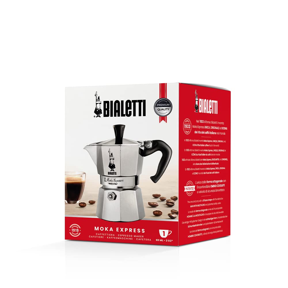 Bialetti - Moka Express: Iconic Stovetop Espresso Maker, Makes Real Italian Coffee, Moka Pot 3 Cups (4.3 Oz - 130 Ml), Aluminium, Silver