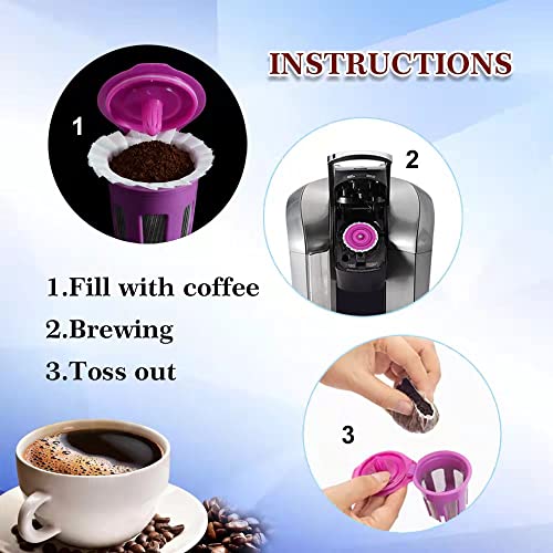 Disposable Coffee Paper Filter 300 Count with 2 Pack Reusable K Cup Coffee Pods,Compatible with Keurig Single Serve Coffee Maker 2.0 & 1.0