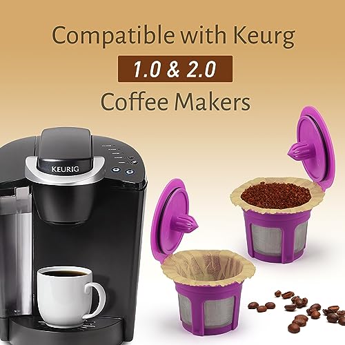 Disposable Coffee Paper Filter 300 Count with 2 Pack Reusable K Cup Coffee Pods,Compatible with Keurig Single Serve Coffee Maker 2.0 & 1.0