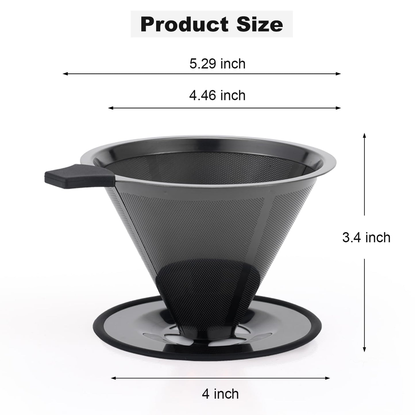 Pour Over Coffee Dripper INSINTAR Stainless Steel Drip Cone Brew Coffee Filter, Reusable Metal Coffee Strainer With Non-Slip Ring&Handle Paperless Pour Over Coffee Maker 1-4 Cup(Titanium Copper)