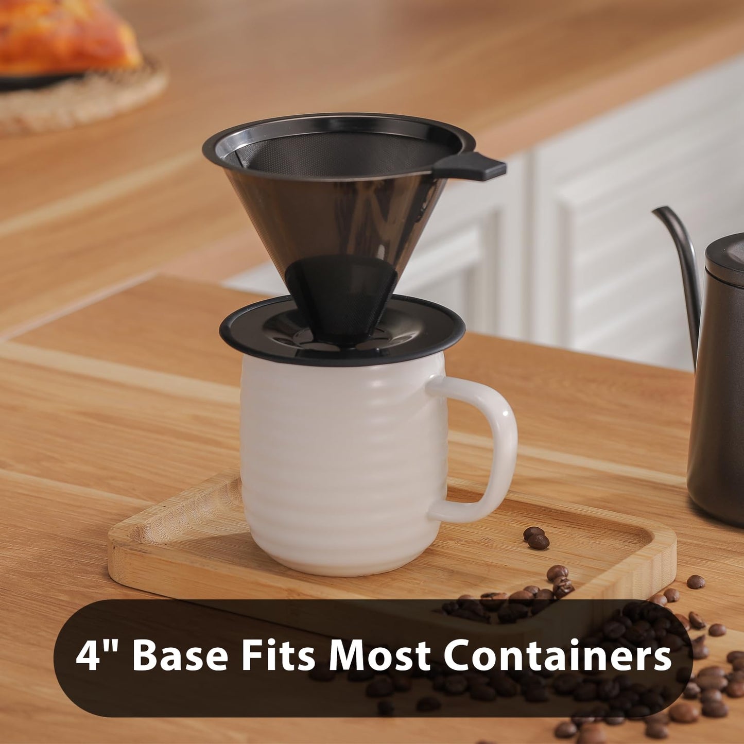 Pour Over Coffee Dripper INSINTAR Stainless Steel Drip Cone Brew Coffee Filter, Reusable Metal Coffee Strainer With Non-Slip Ring&Handle Paperless Pour Over Coffee Maker 1-4 Cup(Titanium Copper)