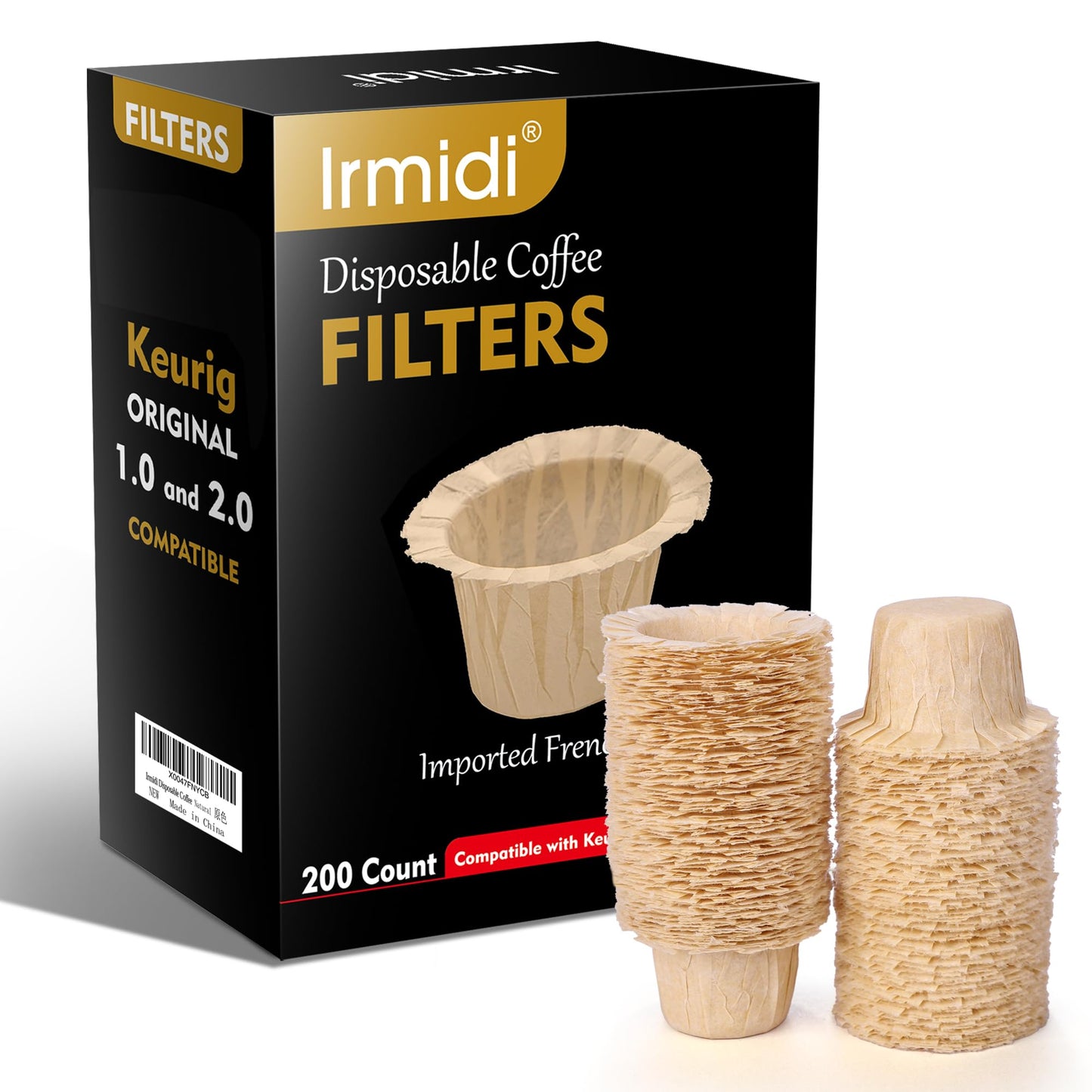 Disposable Coffee Paper Filter 300 Count with 2 Pack Reusable K Cup Coffee Pods,Compatible with Keurig Single Serve Coffee Maker 2.0 & 1.0