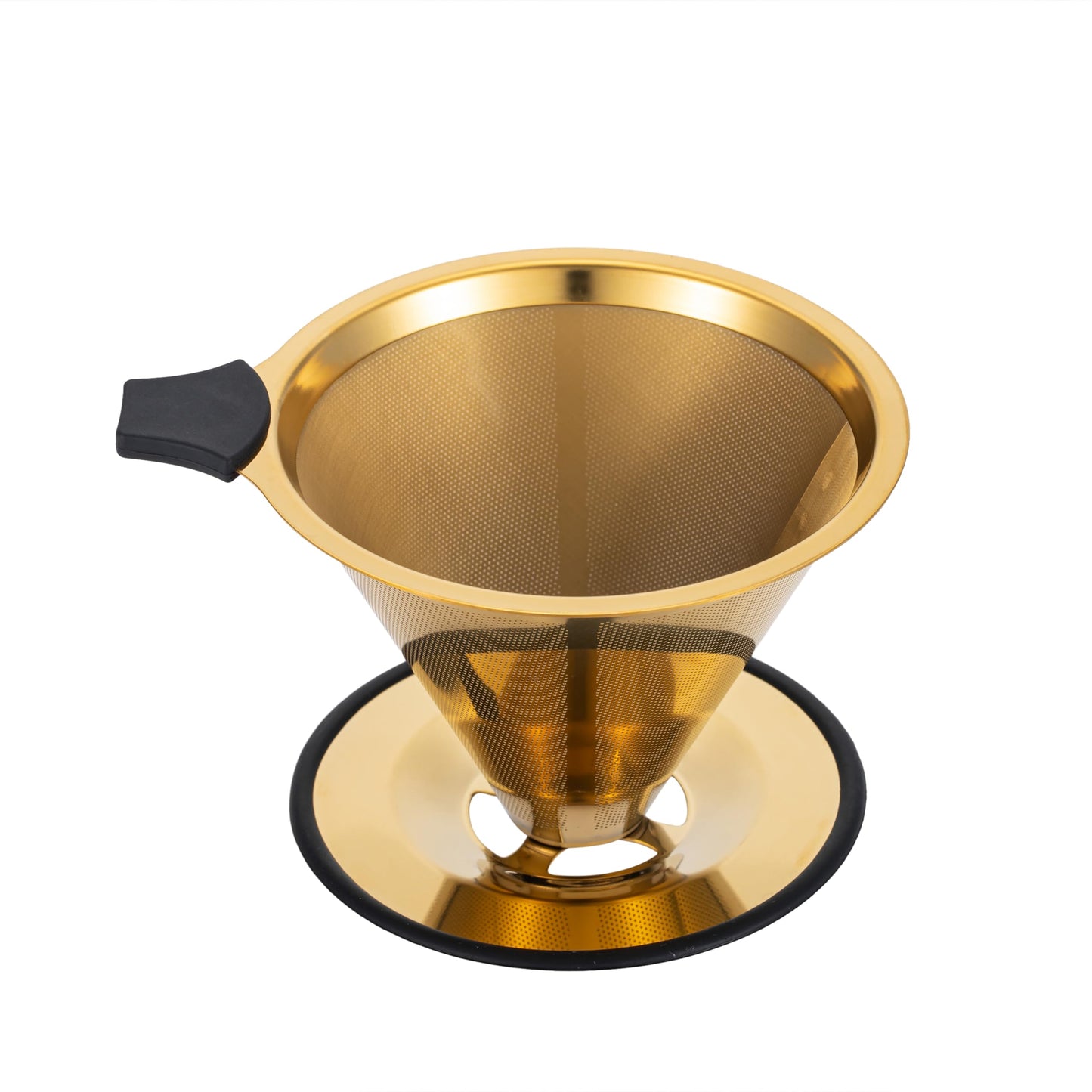 Pour Over Coffee Dripper INSINTAR Stainless Steel Drip Cone Brew Coffee Filter, Reusable Metal Coffee Strainer With Non-Slip Ring&Handle Paperless Pour Over Coffee Maker 1-4 Cup(Titanium Copper)