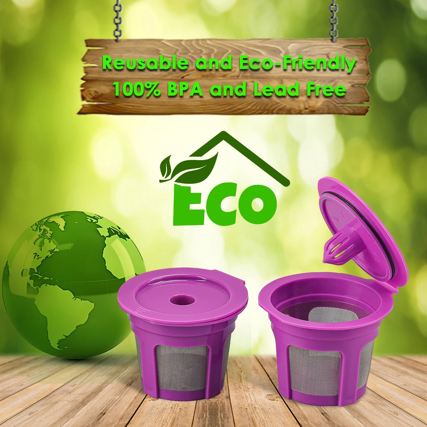 Disposable Coffee Paper Filter 300 Count with 2 Pack Reusable K Cup Coffee Pods,Compatible with Keurig Single Serve Coffee Maker 2.0 & 1.0