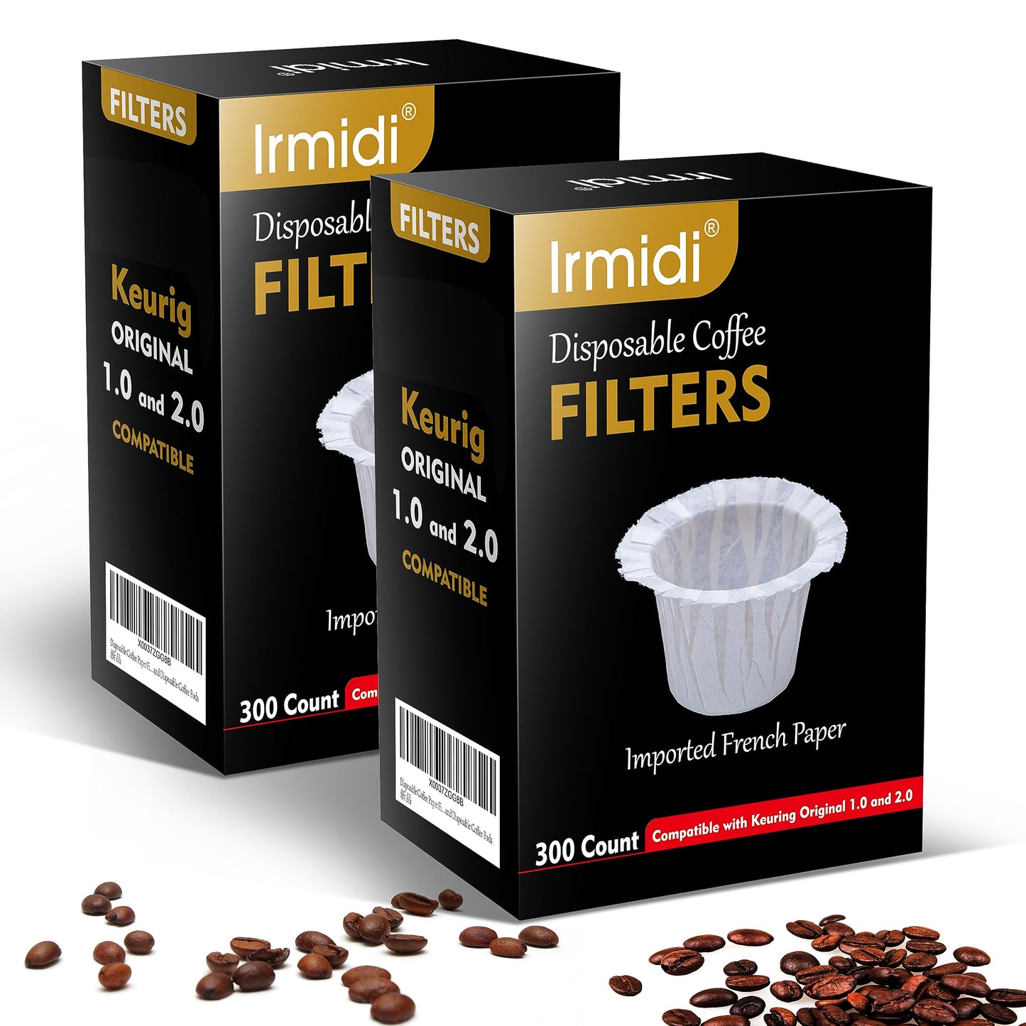 Disposable Coffee Paper Filter 300 Count with 2 Pack Reusable K Cup Coffee Pods,Compatible with Keurig Single Serve Coffee Maker 2.0 & 1.0
