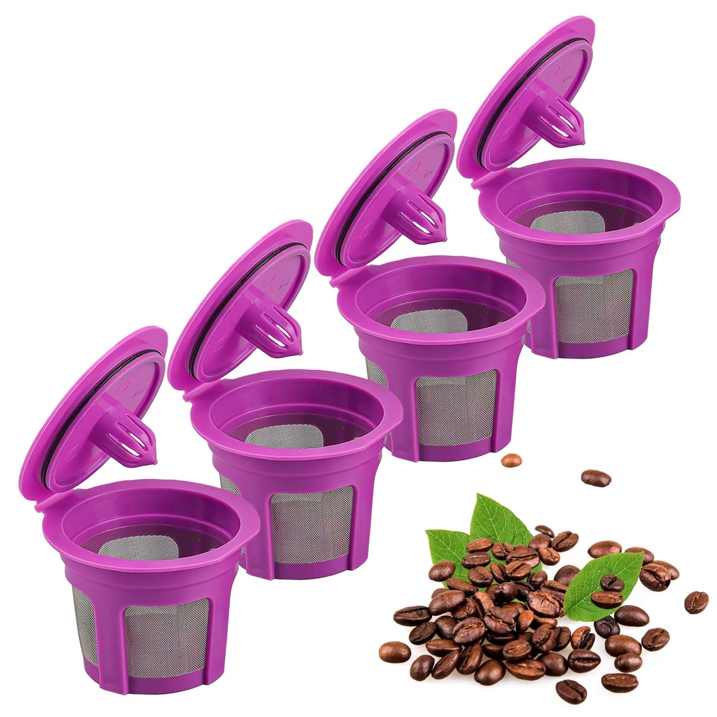 Disposable Coffee Paper Filter 300 Count with 2 Pack Reusable K Cup Coffee Pods,Compatible with Keurig Single Serve Coffee Maker 2.0 & 1.0
