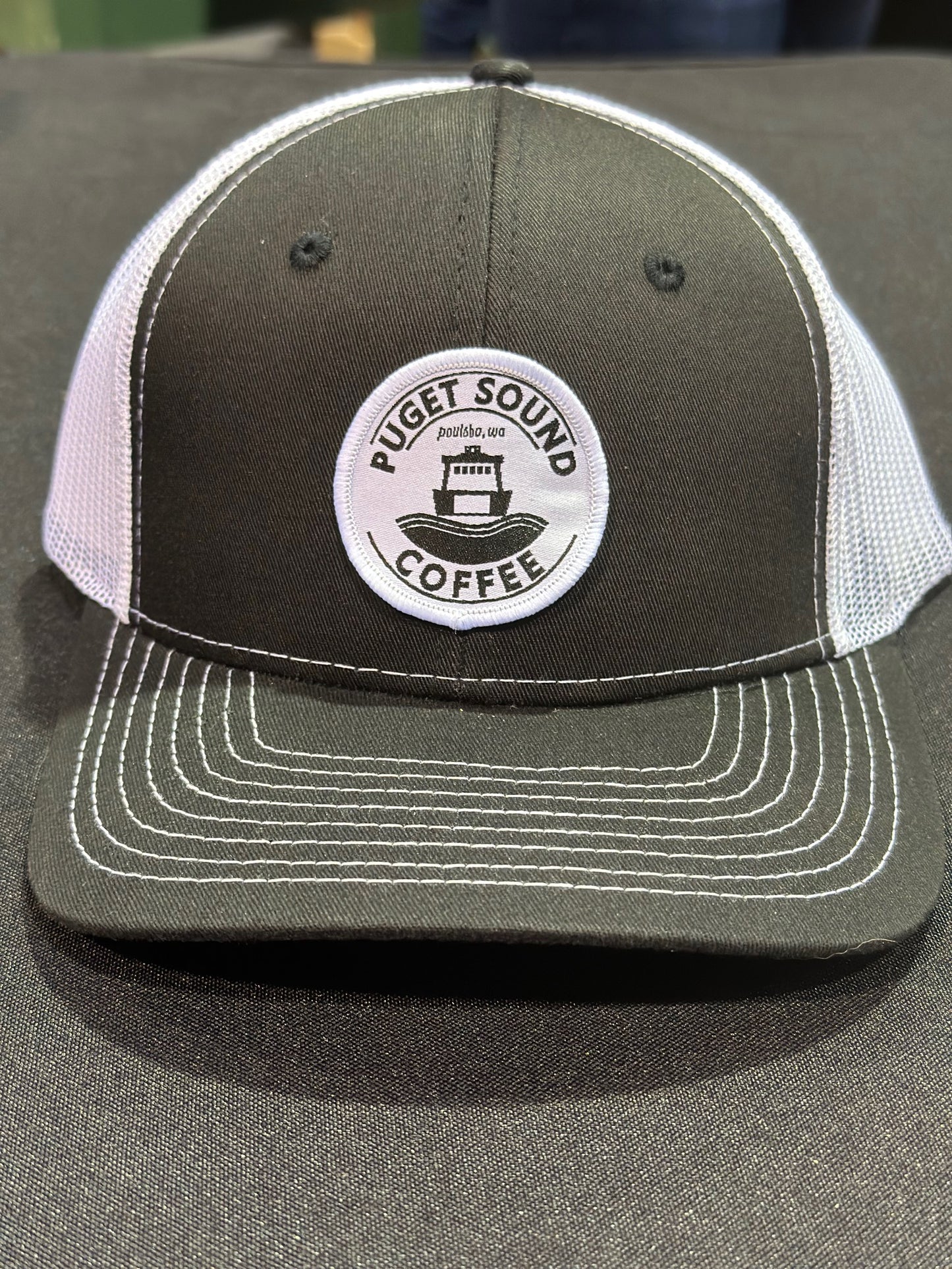 Puget Sound Coffee Patch on a Trucker Hat