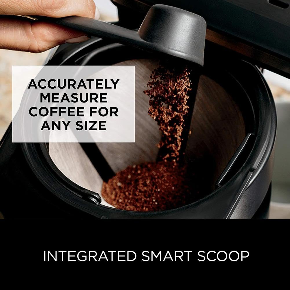 Ninja Specialty Fold-Away Frother (CM401) Coffee Maker, Single Serve to 10 Cup (50 oz.), Glass Carafe (Renewed)