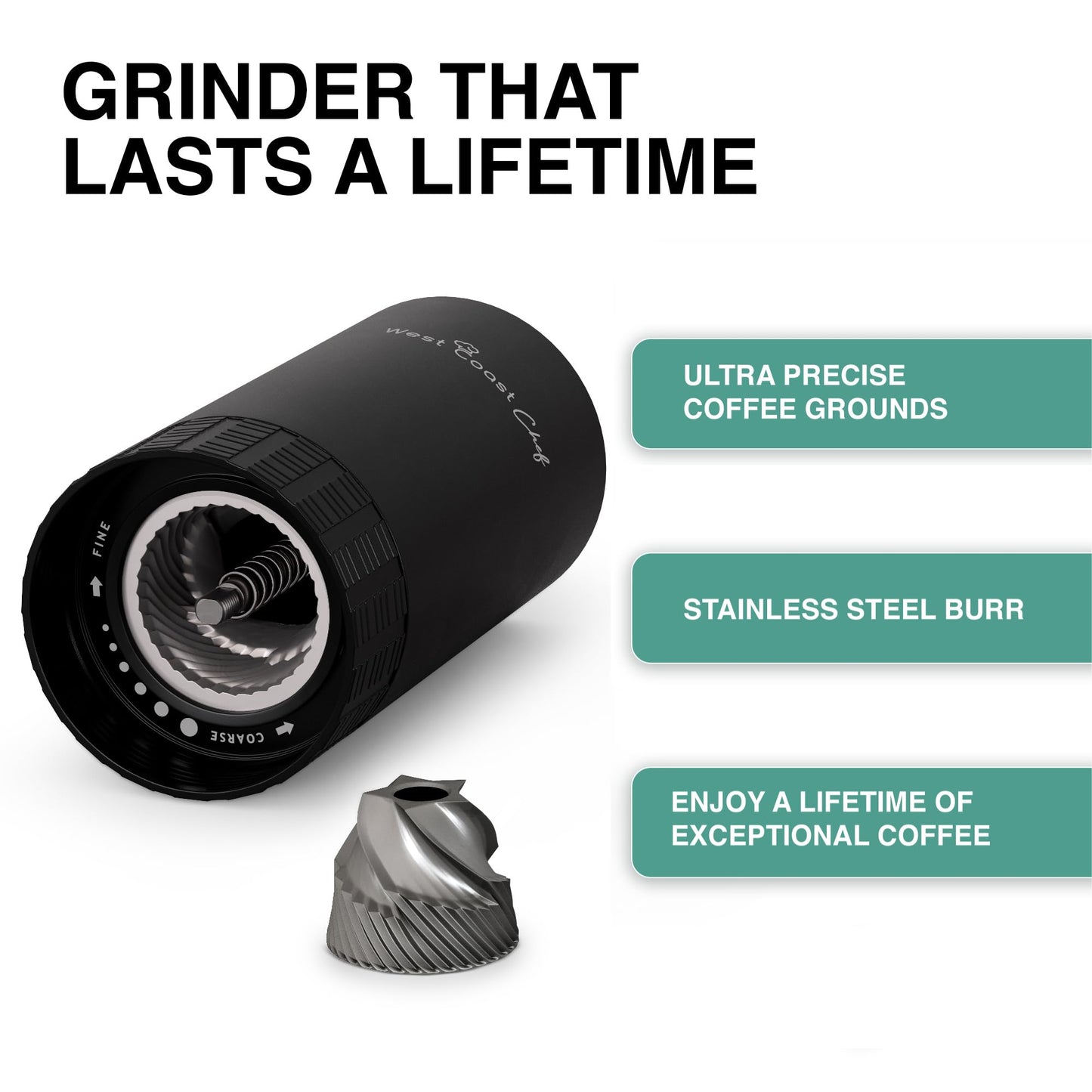Manual Coffee Grinder - Manual Burr Grinder, Portable Coffee Grinder Manual - Espresso Hand Grinder Coffee - Manual Coffee Bean Grinder - Travel Coffee Grinder Hand Coffee Grinder Burr