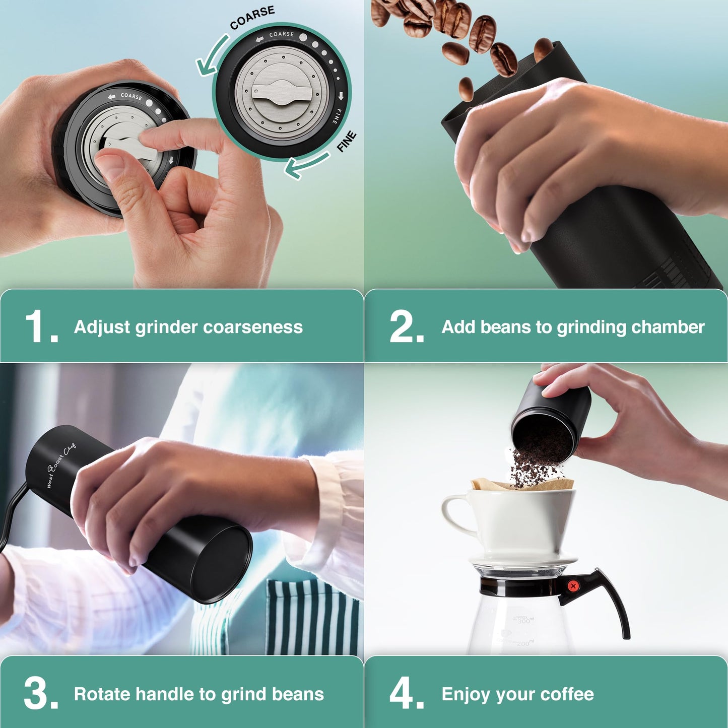 Manual Coffee Grinder - Manual Burr Grinder, Portable Coffee Grinder Manual - Espresso Hand Grinder Coffee - Manual Coffee Bean Grinder - Travel Coffee Grinder Hand Coffee Grinder Burr